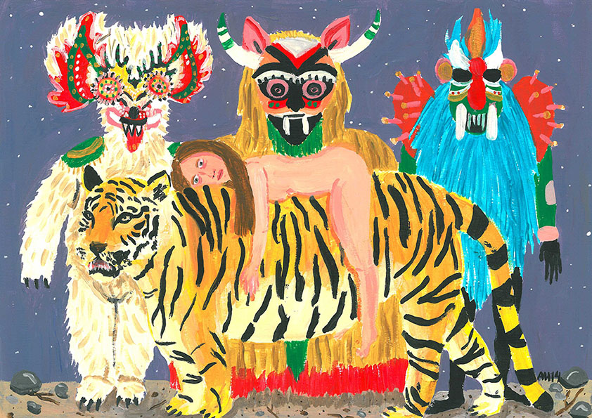 The girl and the three spiritual beings, 2014. ��������� �������� (Alejandra Hernandez) - ����������� ���������. �������. ����������� ��������. Contemporary Colombian Art